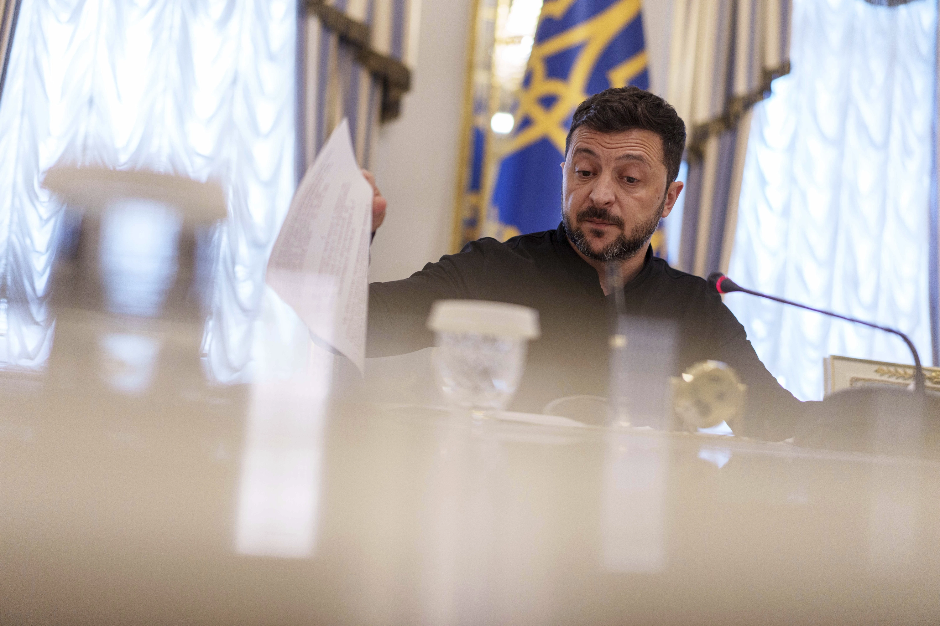 El presidente ucraniano, Volodímir Zelenski, en un encuentro con periodistas.