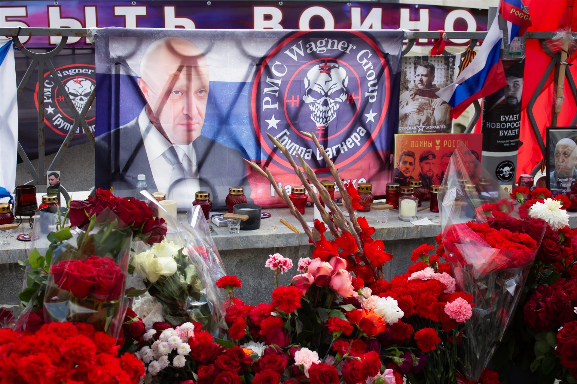 Memorial por el líder de Wagner, Yevgeni Prigozhin.