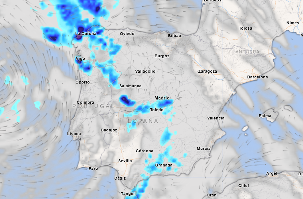 Precipitation ⁣map for ​Wednesday in Cáceres.