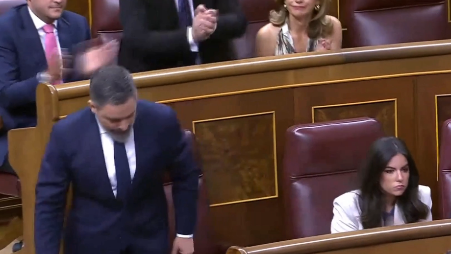 Líder do Vox, Santiago Abaskal, chama "Obscurecer" Os assistentes da Vox ficaram em suas cadeiras e esperaram a resposta do presidente na reunião de controle, deixando Sanchez e o Congresso.