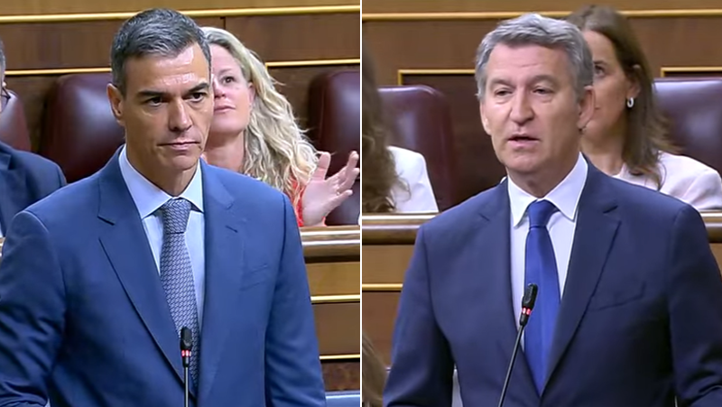 Cara a cara de Sánchez y Feijóo en la sesión de control.
