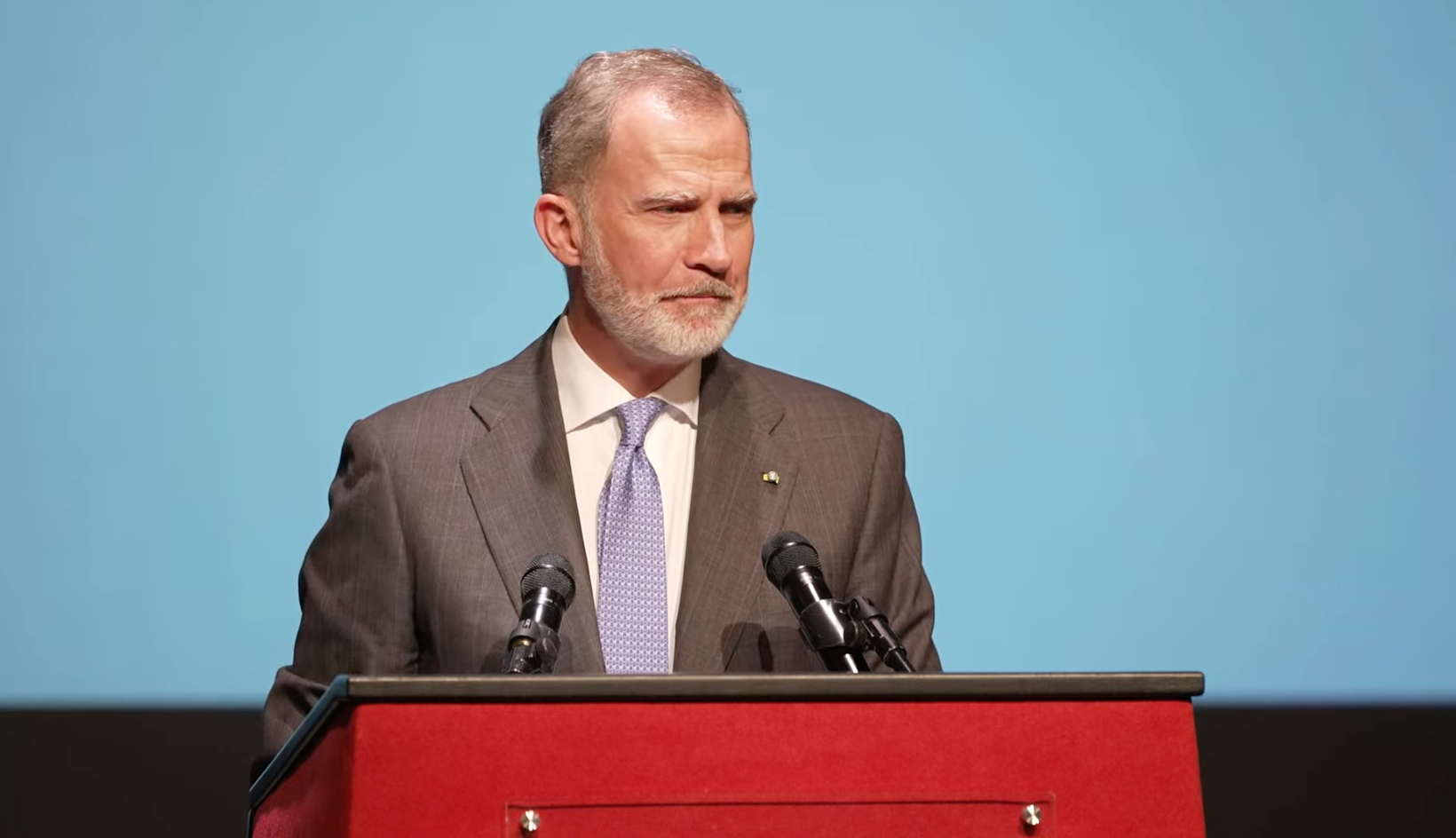 El rey Felipe VI durante su discurso en Brujas.
