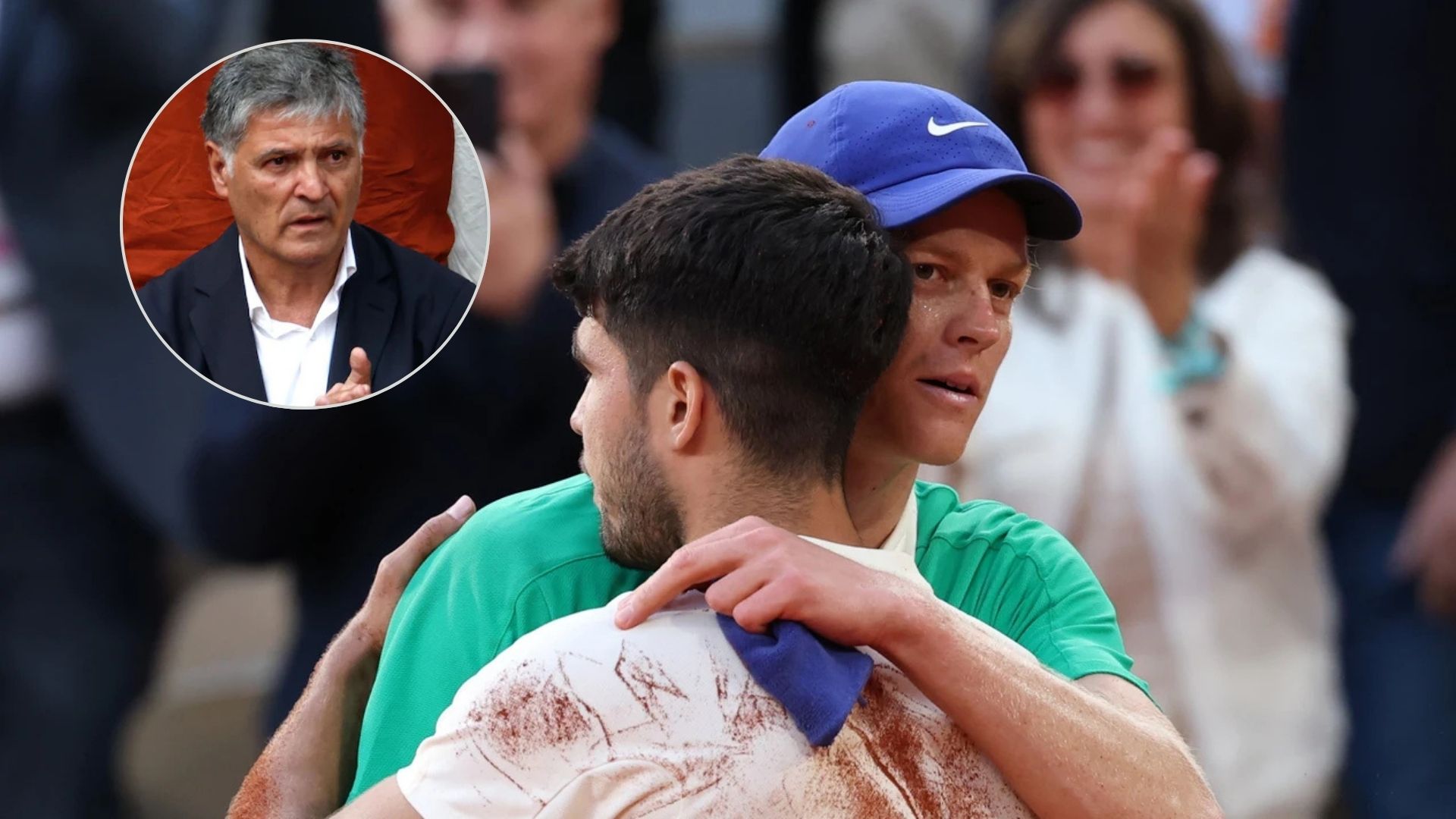 Toni Nadal, Carlos Alcaraz y Jannik Sinner.