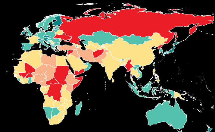 Mapa del Índice de Paz Global 2025