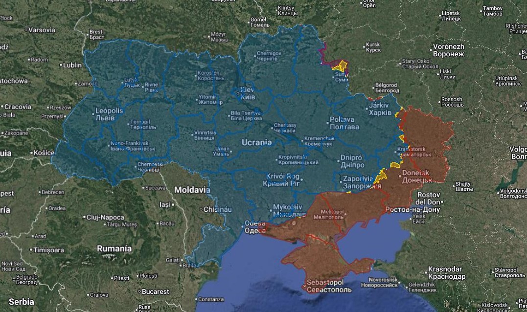 Mapa actual de la guerra de Ucrania.