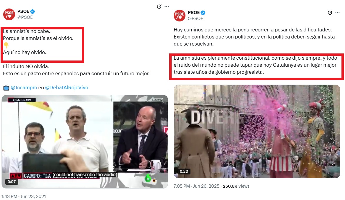 Conta Oficial PSOE, contra a renúncia de empréstimos.
