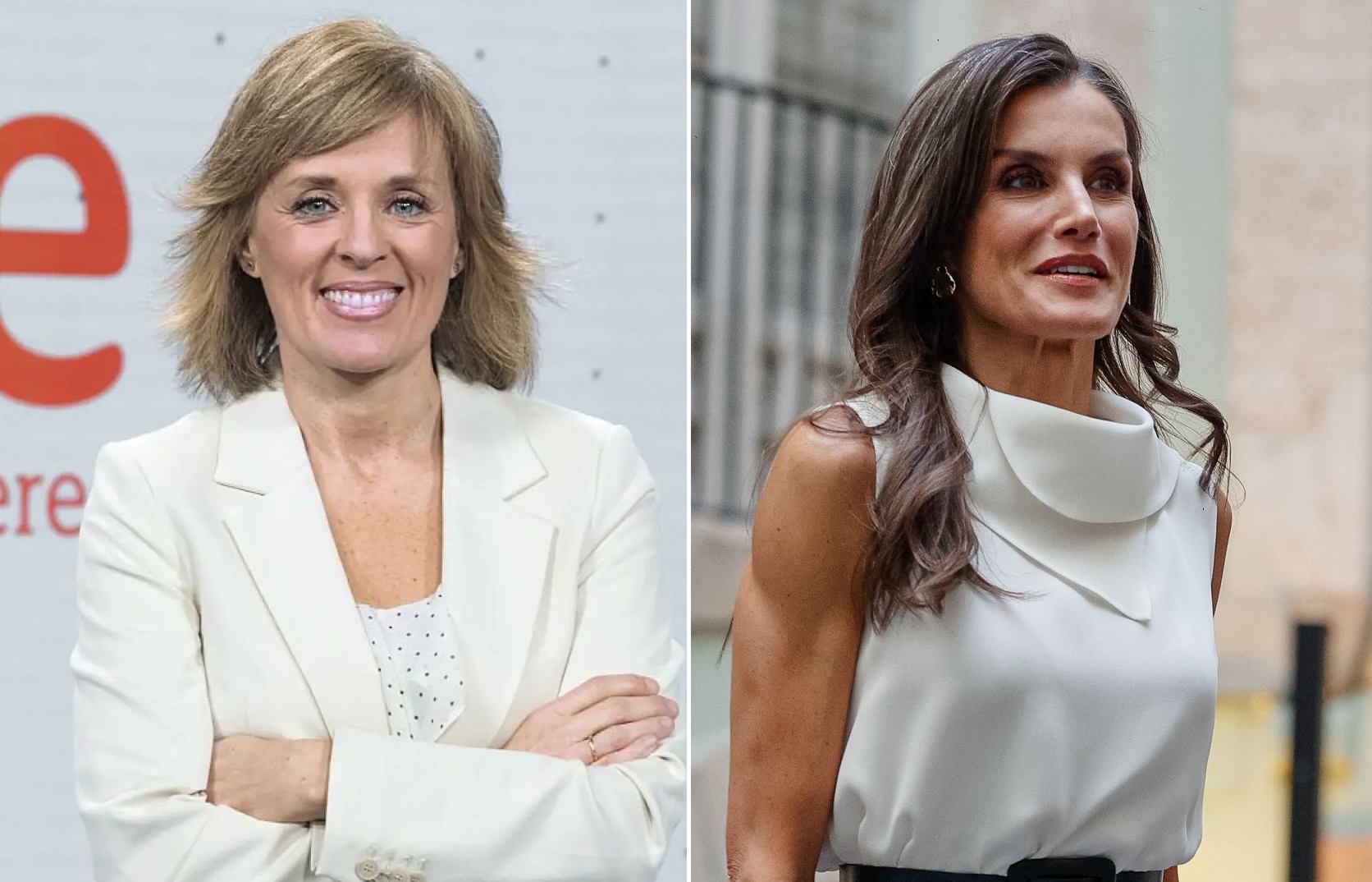 Combo de fotos de Marta Carazo y la reina Letizia.