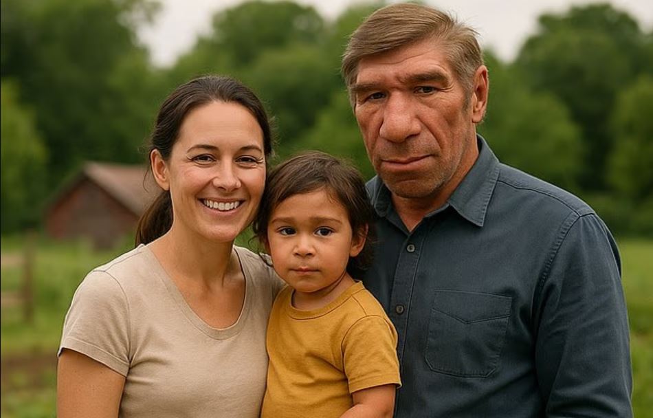 Imagen de un hipotético matrimonio mixto moderno entre una homo sapiens y un neandertal.