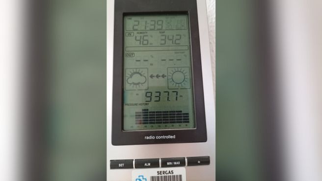 Medidor de temperatura a 34,2 grados en instalaciones sanitarias de Ourense.