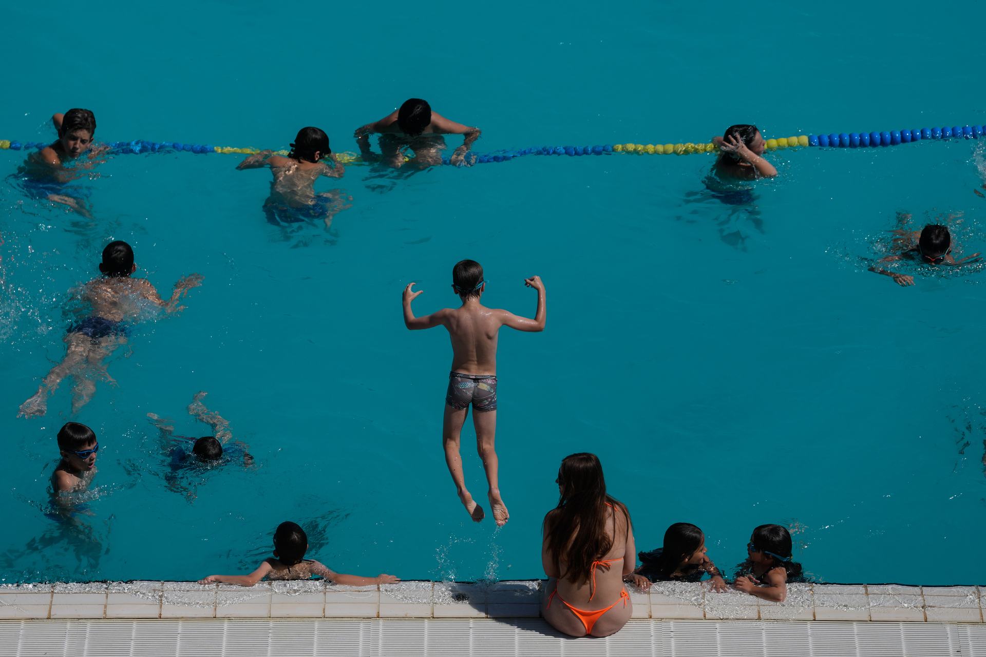 Aspecto de la piscina municipal de Montjuic.