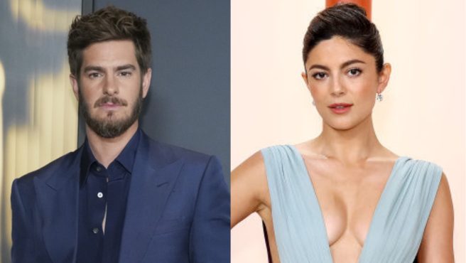 Andrew Garfield y Monica Barbaro.