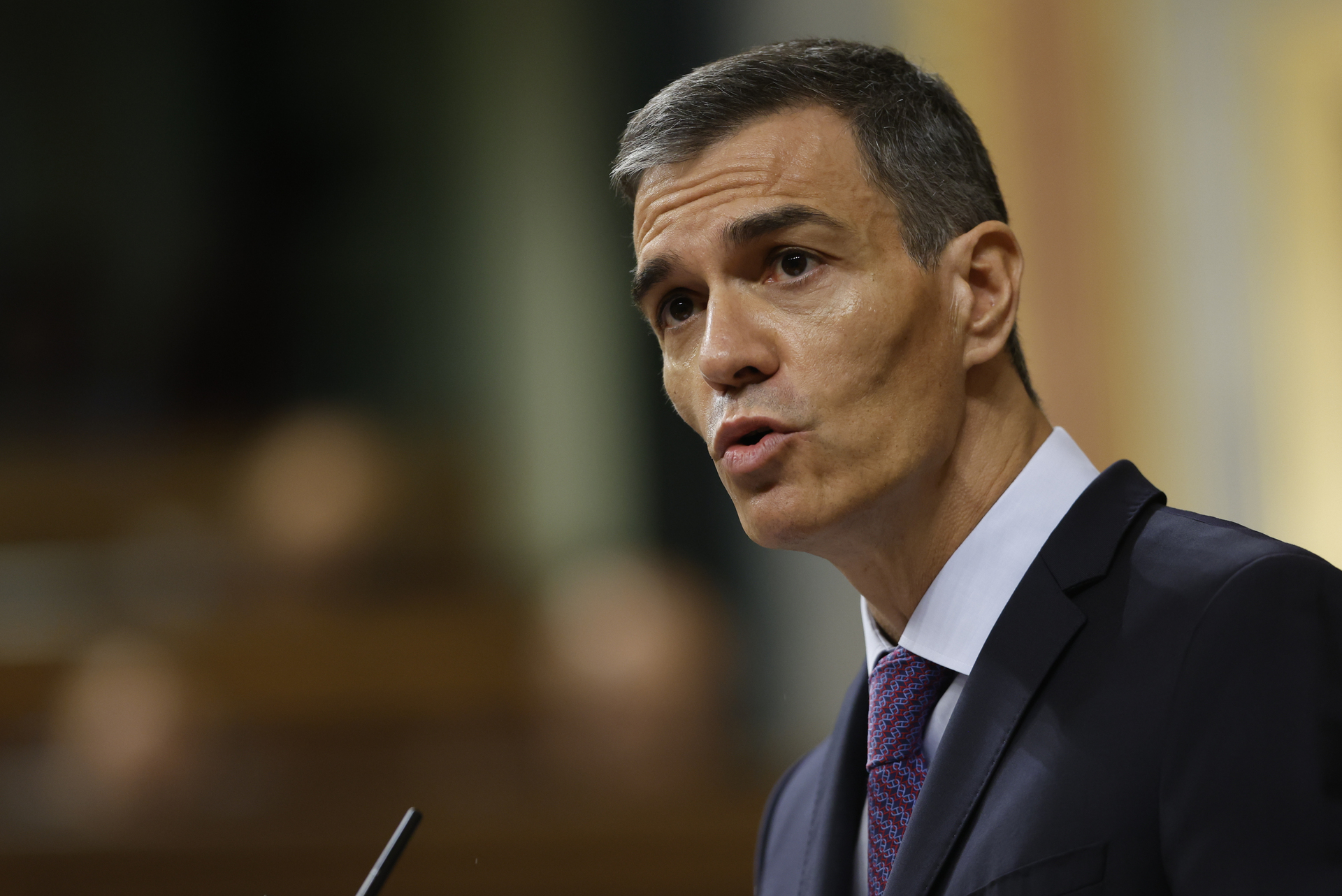 MADRID, 09/07/2025.- El presidente del Gobierno, Pedro Sánchez interviene en el pleno del Congreso de los Diputados este miércoles. EFE/Mariscal