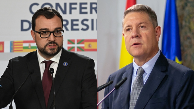 O Presidente do Governo de Astúrias, Adriyan Barbn e Líder Executivo de Castilla-La Mancha, Emiliano Garcia-Page.