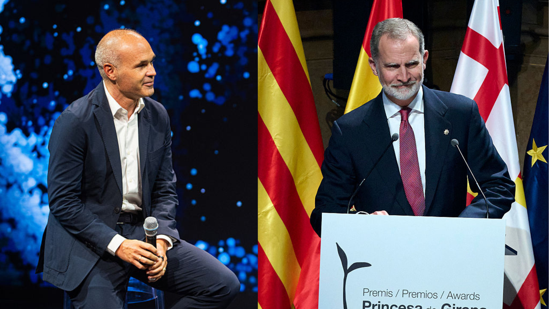Il momento del re Felipe VI ricorda la Coppa del Mondo con Andres Iniesta.