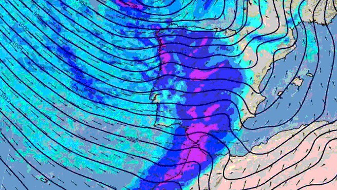 Así está llegando el tren de borrascas a España: una oleada de lluvia detrás de la otra con acumulados de hasta 300 l/m2